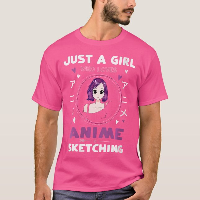 Frauen nur ein Mädchen, das Anime und Skizzen Lieb T-Shirt (Vorderseite)