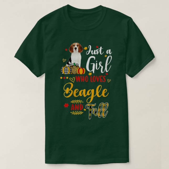 Frauen nur ein Mädchen, das Beagle und Fall Autum  T-Shirt (Design vorne)