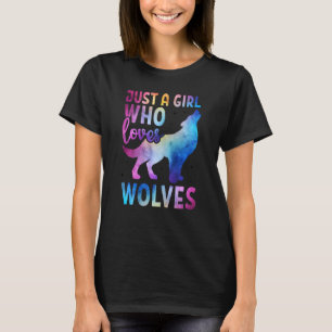Frauen nur ein Mädchen, das Wölfe Liebe Wasserfarb T-Shirt