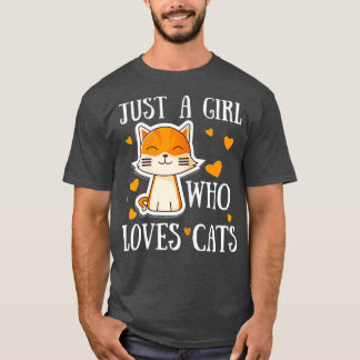 Frauen Nur ein Mädchen, die Lieben Katzen Funny Ni T-Shirt