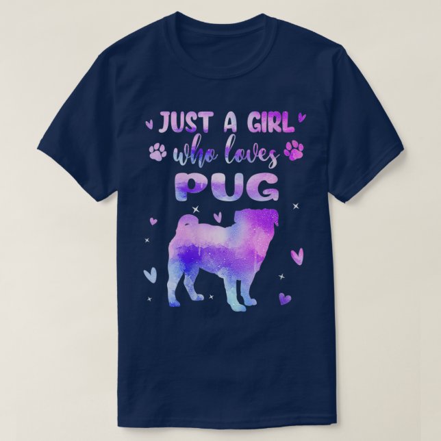 Frauen nur ein Mädchen, die Lieben Mops Hund Lover T-Shirt (Design vorne)