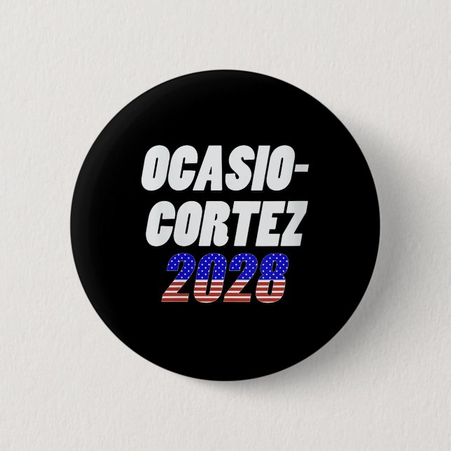 Frauen Ocasio-cortez 2028 - Aoc für Präsident V-ne Button (Vorderseite)
