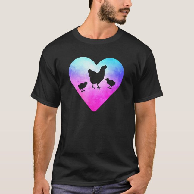 Frauen oder Mädchen Huhn und Küken T-Shirt (Vorderseite)
