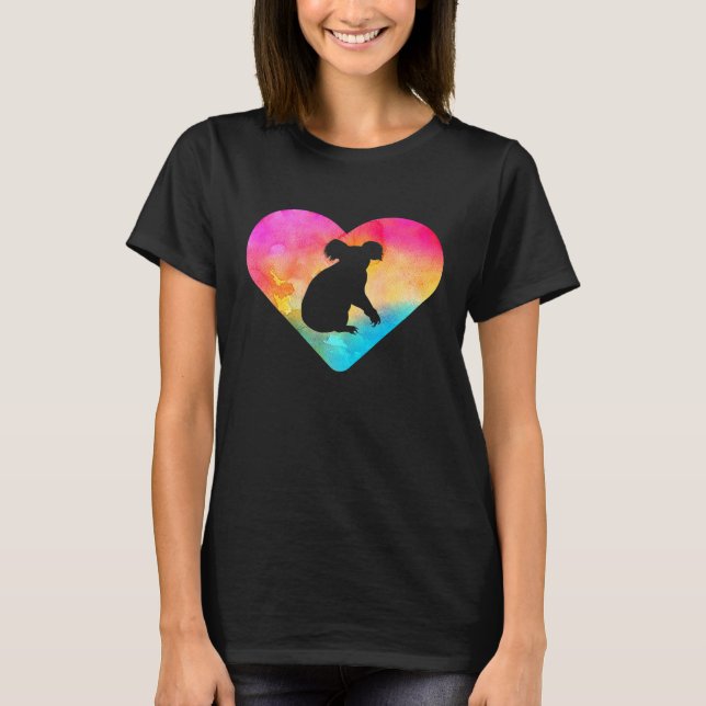 Frauen oder Mädchen Koala-Bär Tie Dye Wasserfarbe T-Shirt (Vorderseite)