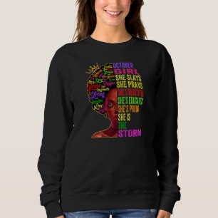 Frauen Oktober Girl She Slays & Prays Oktober Bir Sweatshirt