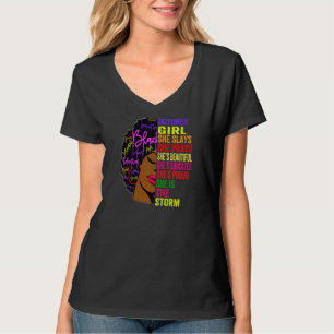 Frauen Oktober Girl Slays Prays Afro Black History T-Shirt