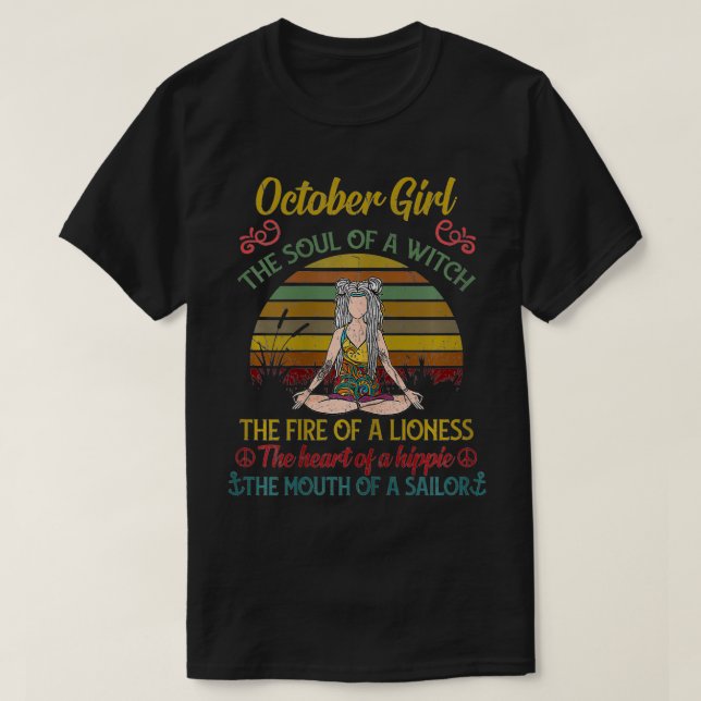 Frauen Oktober Mädchen Das Soul einer Hexe Niedlic T-Shirt (Design vorne)