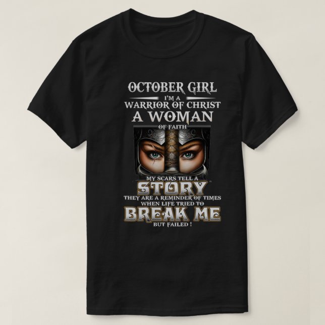 Frauen Oktober Mädchen Meine Narben erzählen eine  T-Shirt (Design vorne)