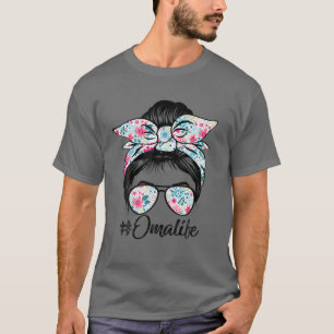 Frauen Oma Life Messy Hair Bun Floral Frauen Mutte T-Shirt
