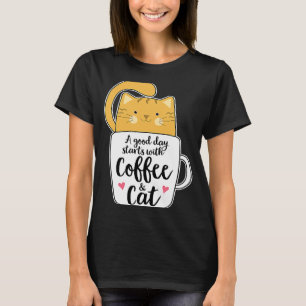 Frauen Orange Cat Kaffee Tasse Chat T-Shirt