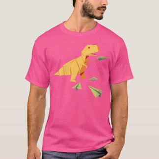Frauen Origami T-Rex Dinosaur Flying Paper Airplan T-Shirt