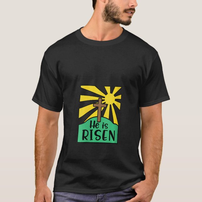 Frauen Osterkreuz Religiöse Ostern Er ist Risen C T-Shirt (Vorderseite)
