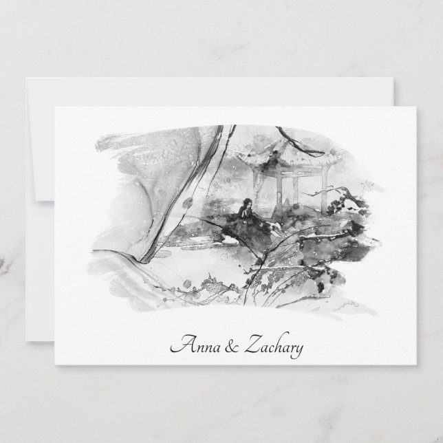 *~* Frauen Pagode Japan UAWG QR AR27 Hochzeit Einladung (Vorderseite)