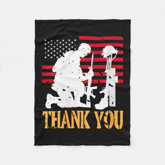 Frauen Patriotic Soldier Kneeling Battlefield Cros Fleecedecke (Vorderseite)