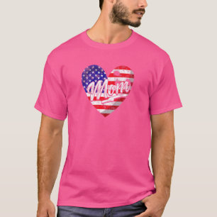 Frauen Patriotische Amerikanische Flagge Herz Bowl T-Shirt