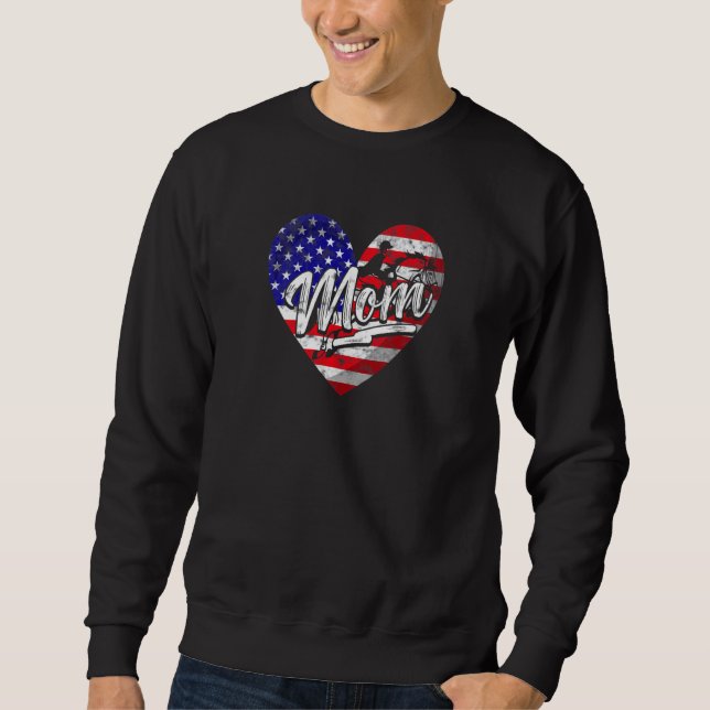 Frauen Patriotische amerikanische Flagge Herz Reit Sweatshirt (Vorderseite)