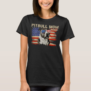 Frauen Patriotische Pitbull Mama 4. Juli Amerikane T-Shirt