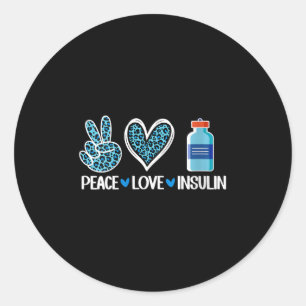 Frauen Peace Liebe Insulin V-Nacken Runder Aufkleber