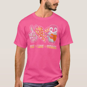 Frauen Peace Liebe Pinguin Playing Acoustic Gitarr T-Shirt