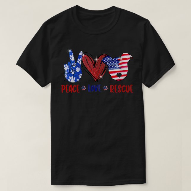 Frauen Peace Liebe Rescue Hunde Pitbull America VN T-Shirt (Design vorne)