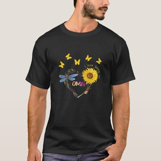 Frauen Personalisiert in Liebe Oma Sunflower Dra T-Shirt (Vorderseite)