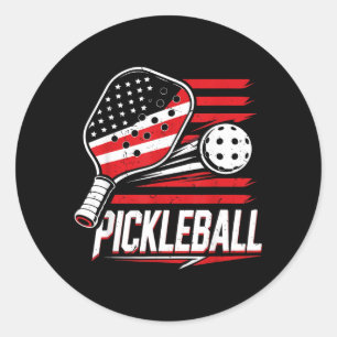 Frauen Pickleball 4. Juli Amerikanische Flagge Runder Aufkleber
