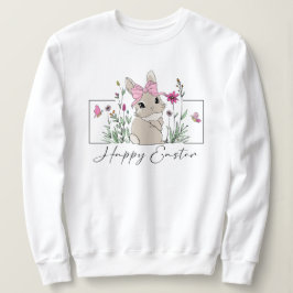 Frauen Pink Floral Happy Ostersonne Sweatshirt