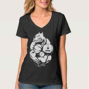 Frauen Pit Bull Hund Tattoo I Liebe Mama T-Shirt