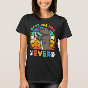 Frauen Pitbull Beste Hündin Mama je Hund Retro T-Shirt