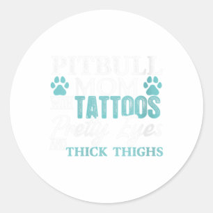 Frauen Pitbull Mama Tattoos Dog Lover Mothers Runder Aufkleber