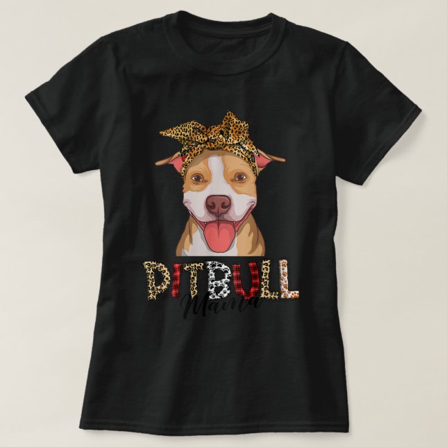 Frauen Pittie Mama Pitbull Funny Leopard Mütter D T-Shirt (Design vorne)