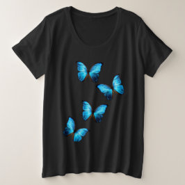 Frauen Plus Größe T-Shirt Blaue Schmetterlinge