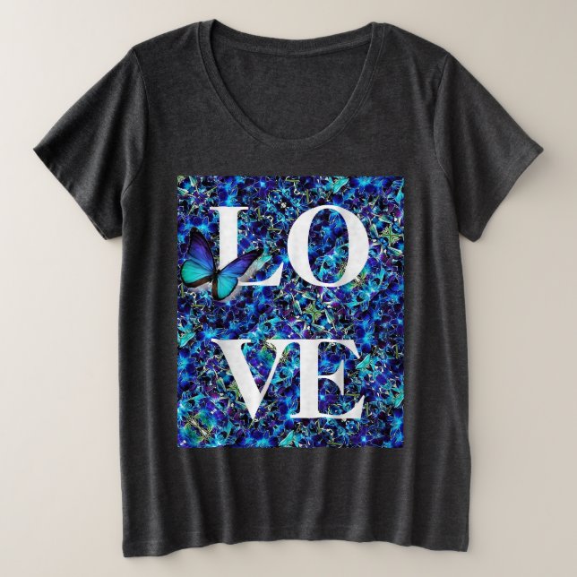 Frauen Plus Größe T-Shirt Schmetterling Liebe (Design vorne)