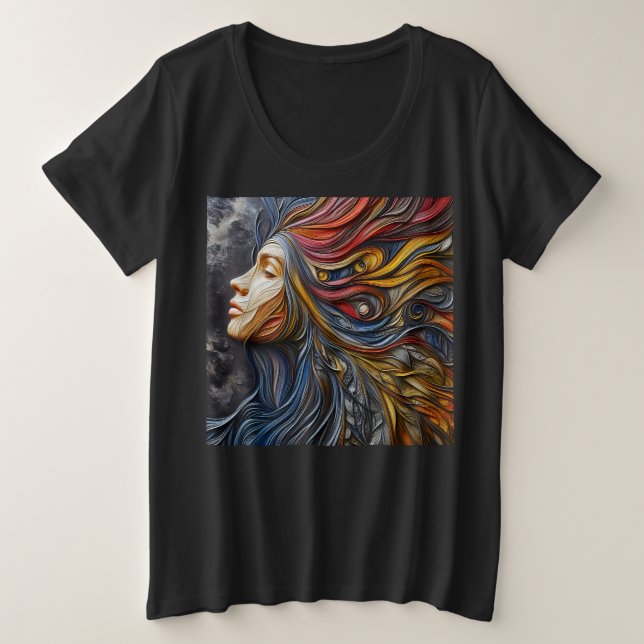 Frauen plus T - Shirt mit Kunstausdruck 6 (Design vorne)