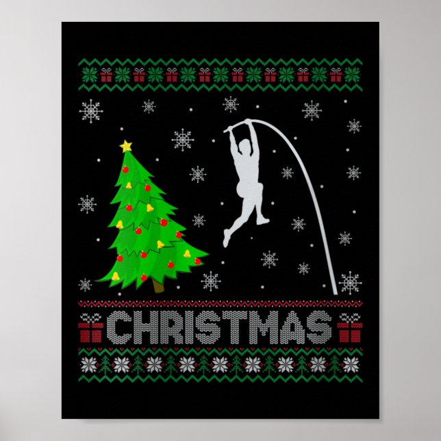 Frauen Pole Vault Xmas Tree Lighting Ugly Christma Poster (Vorne)