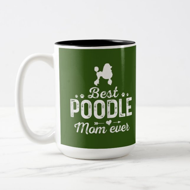 Frauen Poodle Mama Hunde Mama bester Begleiter Zweifarbige Tasse (Links)