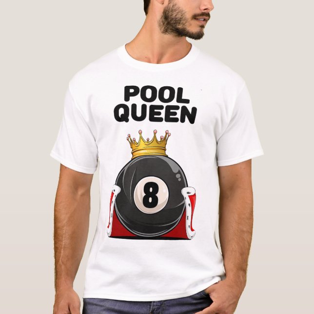 Frauen Pool Shirts für Mädchen Pool Queen White Wo (Vorderseite)