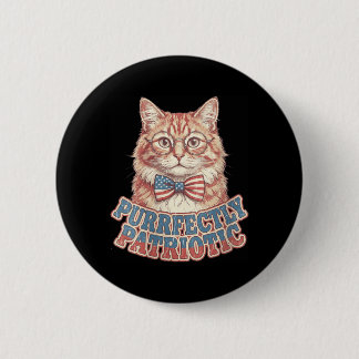 Frauen Purrfectly Patriotische Katze Vintage 4. Button