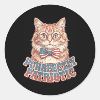Frauen Purrfectly Patriotische Katze Vintage 4. Runder Aufkleber
