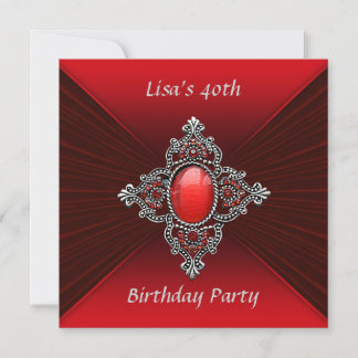 Frauen Red Velvet Jewel 40. Geburtstag Party Einladung