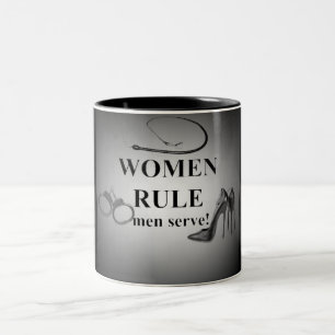 FRAUEN-REGEL-MANN-AUFSCHLAG ZWEIFARBIGE TASSE