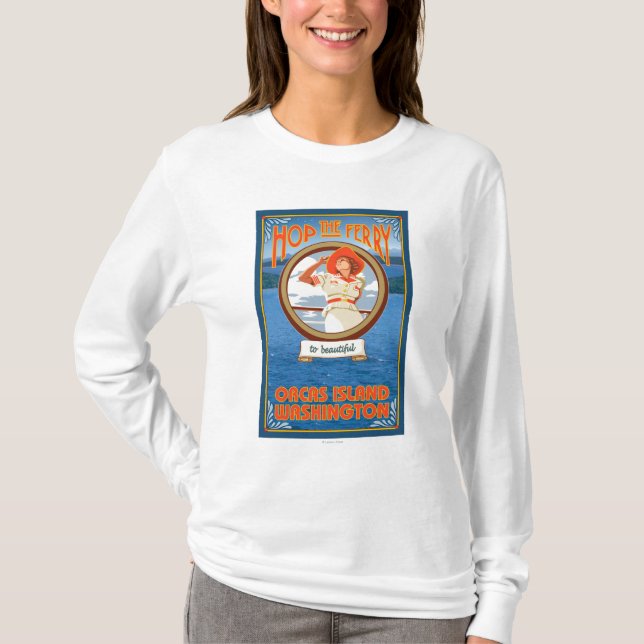 Frauen-Reitfähre - Schwertwale Insel, Washington T-Shirt (Vorderseite)