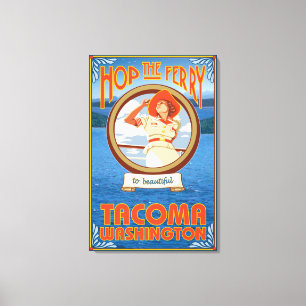 Frauen-Reitfähre - Tacoma, Washington Leinwanddruck