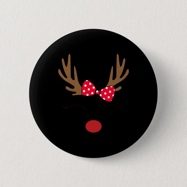Frauen Rentier Gesicht Glas Leopard Weihnachts Kos Button (Vorderseite)