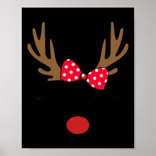 Frauen Rentier Gesicht Gles Leopard Weihnachts Kos Poster