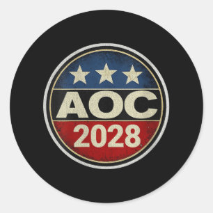 Frauen Retro Aoc 2028 Kampf Oligarchie Protest Res Runder Aufkleber