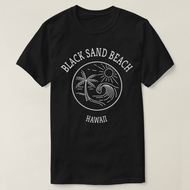 Frauen Retro Cool Black Sand Beach Hawaii Landscha T-Shirt (Design vorne)