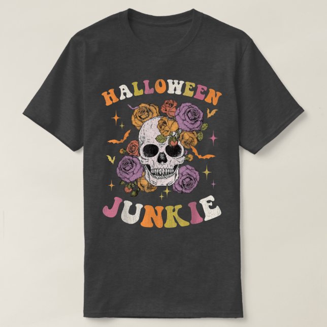 Frauen Retro Groovy Spooky Hippy Halloween Floral  T-Shirt (Design vorne)