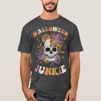 Frauen Retro Groovy Spooky Hippy Halloween Floral  T-Shirt