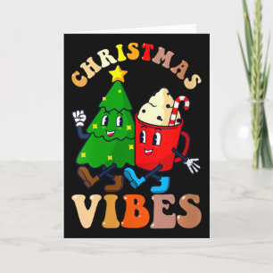 Frauen Retro Groovy Weihnachts Stimmung Süßer Tann Karte